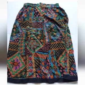 Vintage black floral mutlicolor skirt small